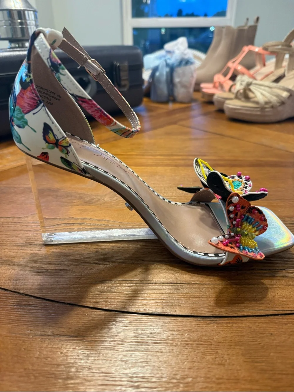 Betsey Johnson Butterfly Acrylic Wedge Heel- Designer